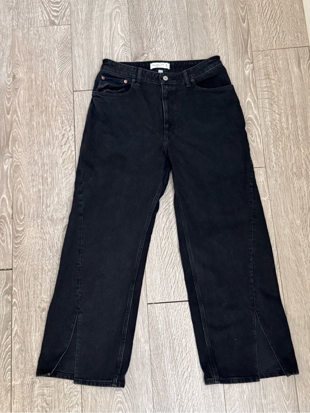 NWT Abercrombie & Fitch Black 90’s High-Rise Wide Leg Jeans Relaxed Curvy